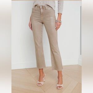 L'AGENCE Kendra Coated Cropped Flare Jean in Rye